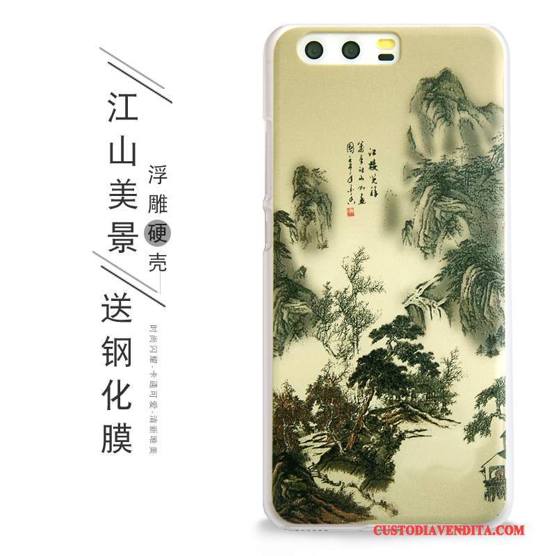 Custodia Huawei P10 Plus Goffratura Telefono Verde, Cover Huawei P10 Plus Protezione Chiaro Anti-caduta