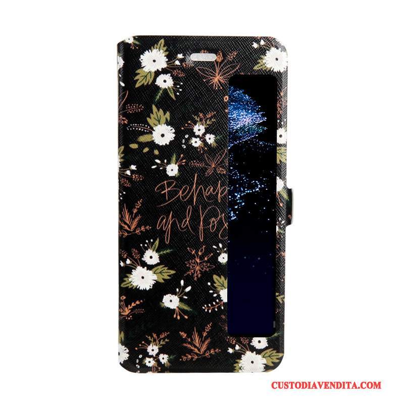 Custodia Huawei P10 Plus Pelle Finestra Aperta Rosa, Cover Huawei P10 Plus Folio Telefono