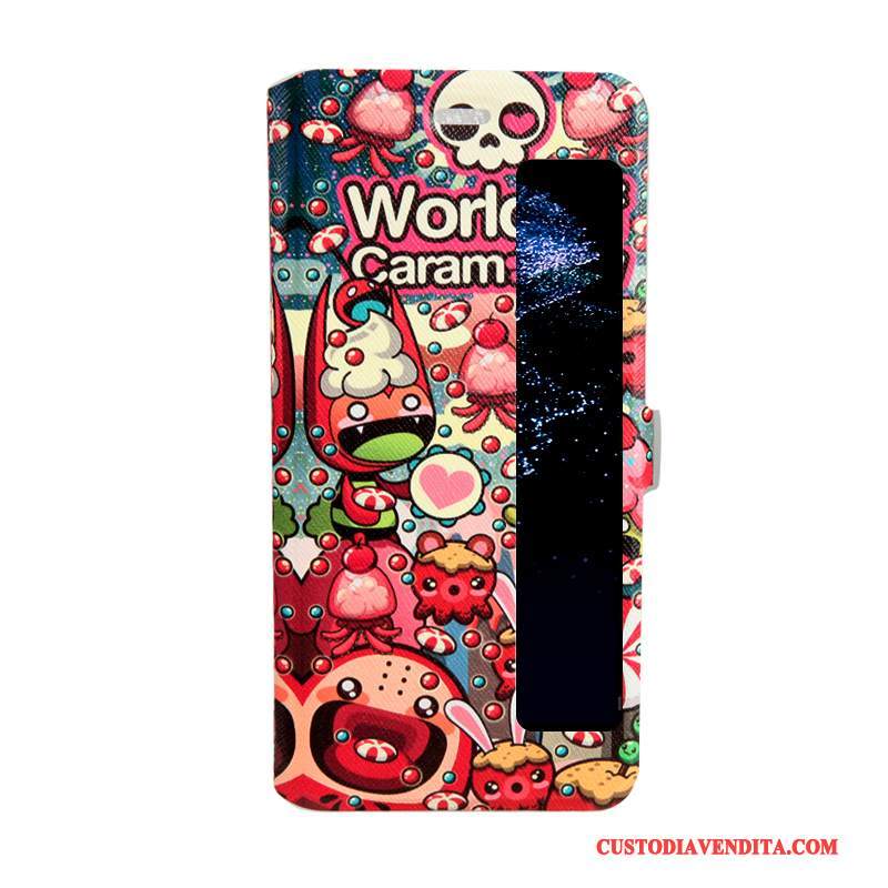 Custodia Huawei P10 Plus Pelle Finestra Aperta Rosa, Cover Huawei P10 Plus Folio Telefono