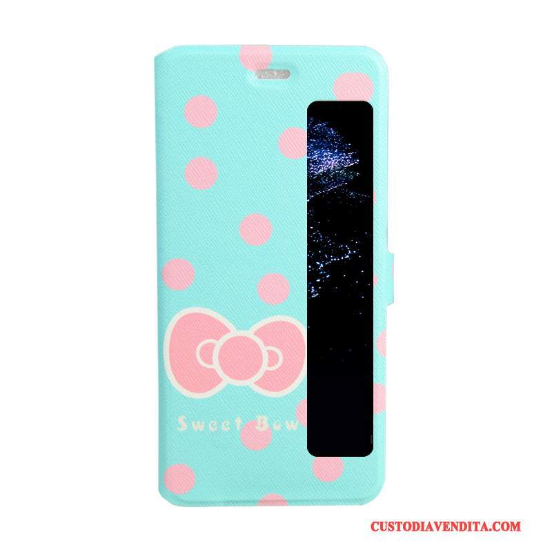 Custodia Huawei P10 Plus Pelle Finestra Aperta Rosa, Cover Huawei P10 Plus Folio Telefono