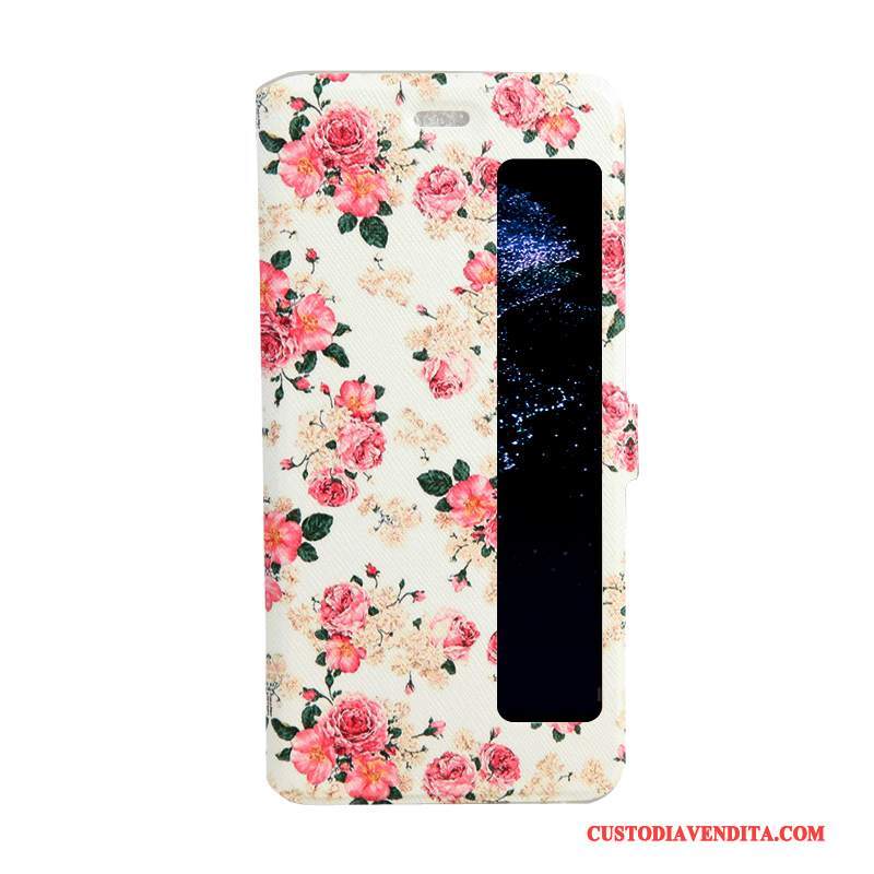 Custodia Huawei P10 Plus Pelle Finestra Aperta Rosa, Cover Huawei P10 Plus Folio Telefono