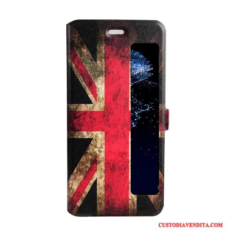 Custodia Huawei P10 Plus Pelle Finestra Aperta Rosa, Cover Huawei P10 Plus Folio Telefono