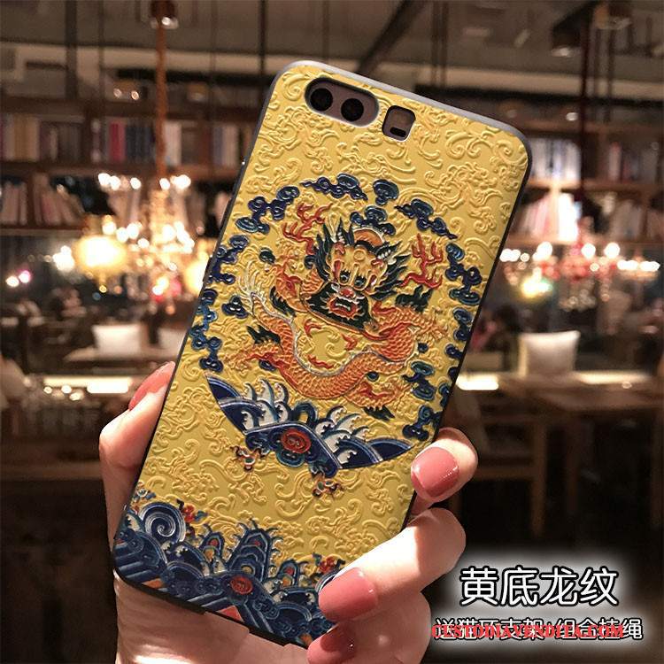 Custodia Huawei P10 Plus Silicone Blu Ornamenti Appesi, Cover Huawei P10 Plus Giallo Stile Cinese