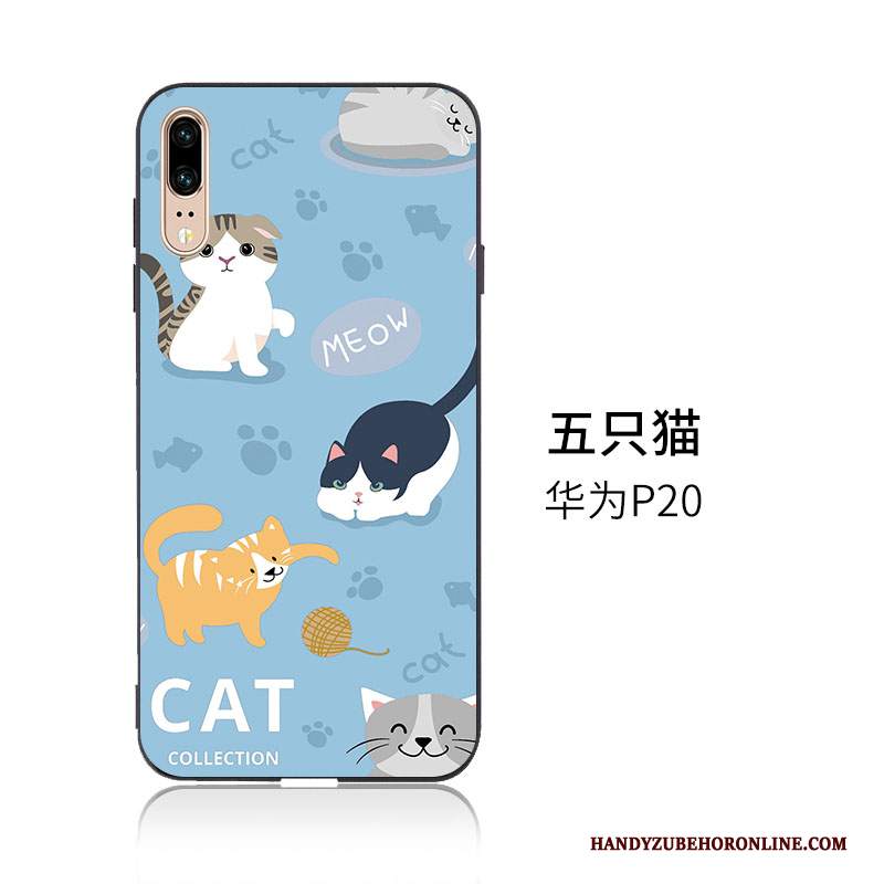 Custodia Huawei P20 Cartone Animato Ornamenti Appesi Morbido, Cover Huawei P20 Protezione Telefono Blu