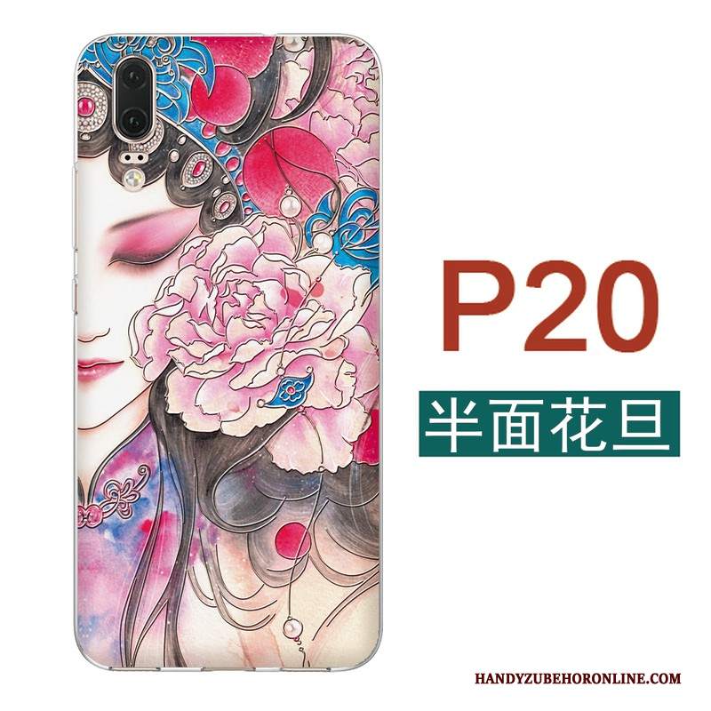 Custodia Huawei P20 Goffratura Morbido Tutto Incluso, Cover Huawei P20 Silicone Stile Cinese Sottili