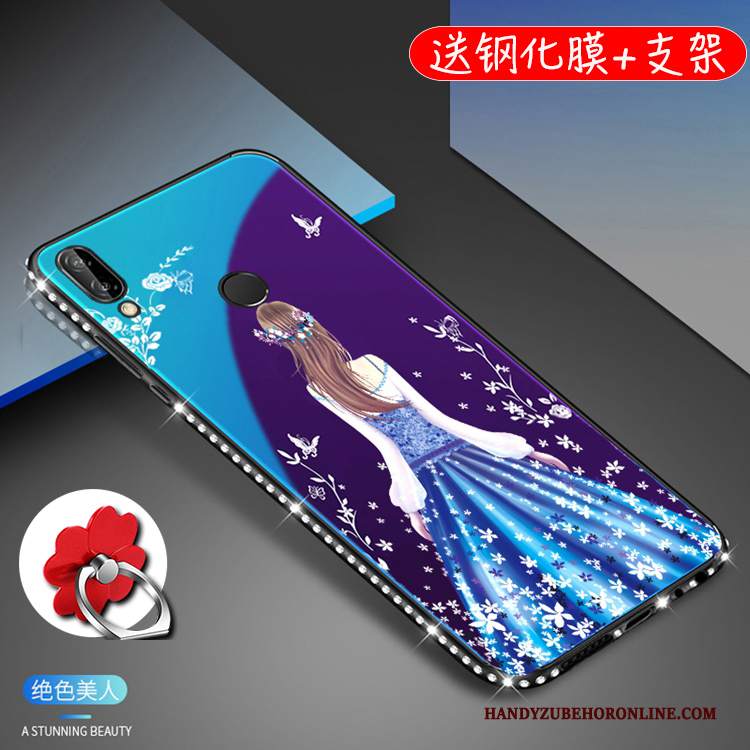 Custodia Huawei P20 Lite Strass Porpora Vetro, Cover Huawei P20 Lite Protezione Con Strass Gioventù
