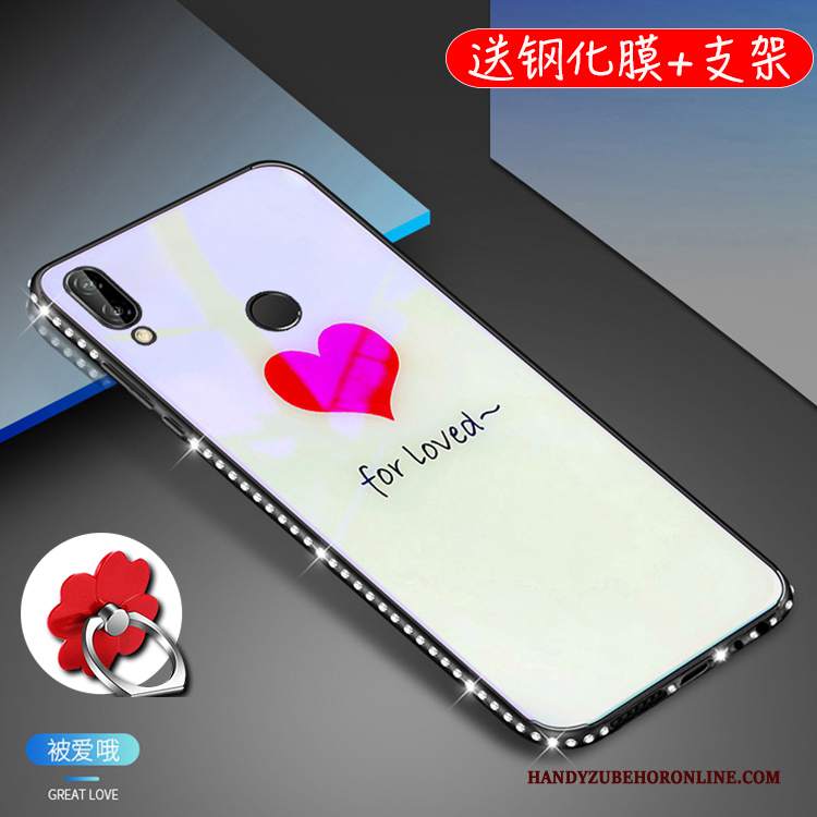 Custodia Huawei P20 Lite Strass Porpora Vetro, Cover Huawei P20 Lite Protezione Con Strass Gioventù