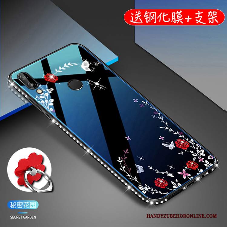 Custodia Huawei P20 Lite Strass Porpora Vetro, Cover Huawei P20 Lite Protezione Con Strass Gioventù