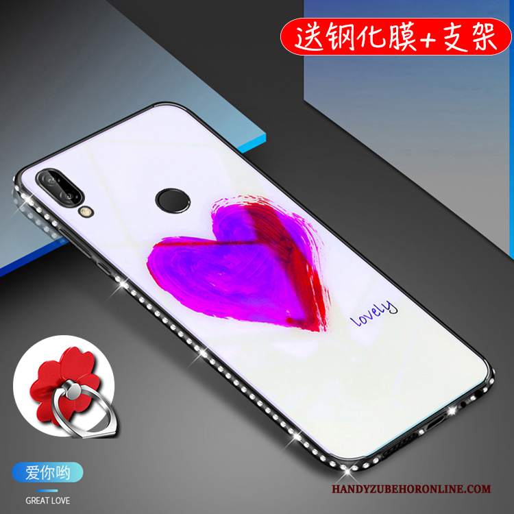 Custodia Huawei P20 Lite Strass Porpora Vetro, Cover Huawei P20 Lite Protezione Con Strass Gioventù
