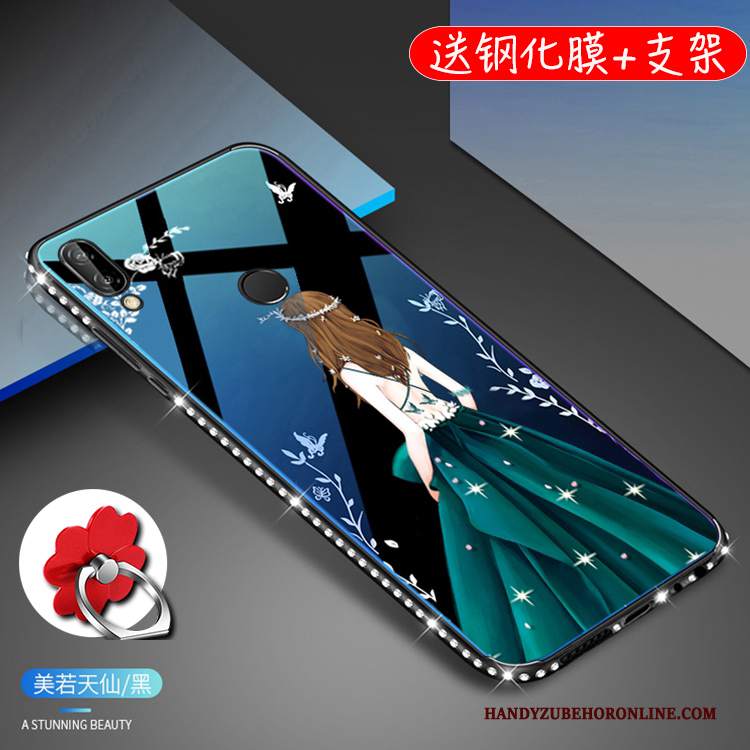 Custodia Huawei P20 Lite Strass Porpora Vetro, Cover Huawei P20 Lite Protezione Con Strass Gioventù