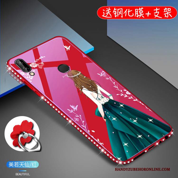 Custodia Huawei P20 Lite Strass Porpora Vetro, Cover Huawei P20 Lite Protezione Con Strass Gioventù