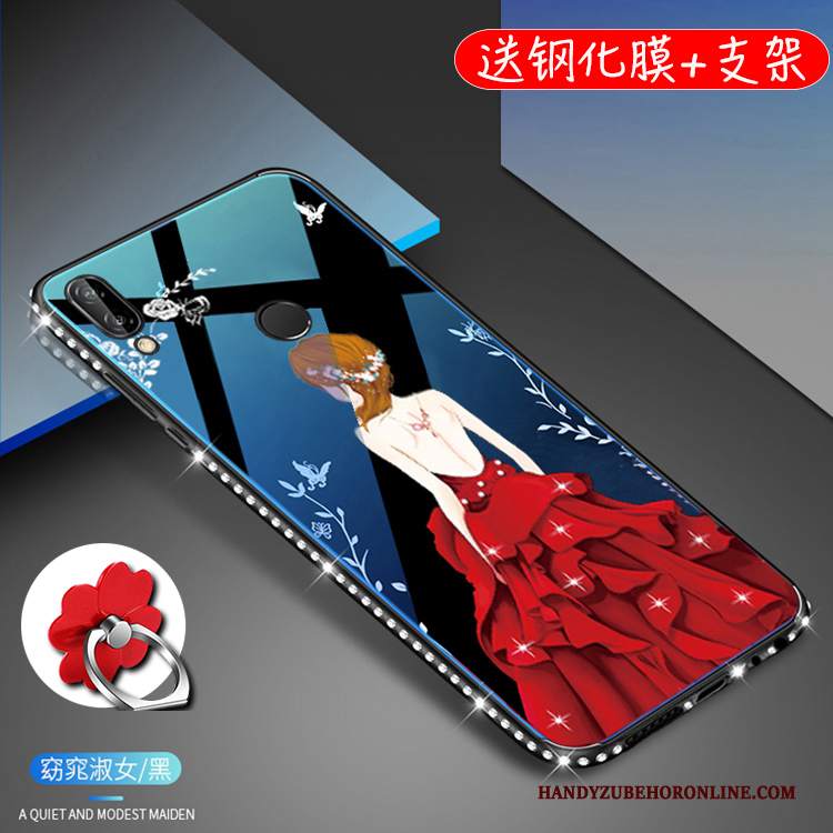 Custodia Huawei P20 Lite Strass Porpora Vetro, Cover Huawei P20 Lite Protezione Con Strass Gioventù