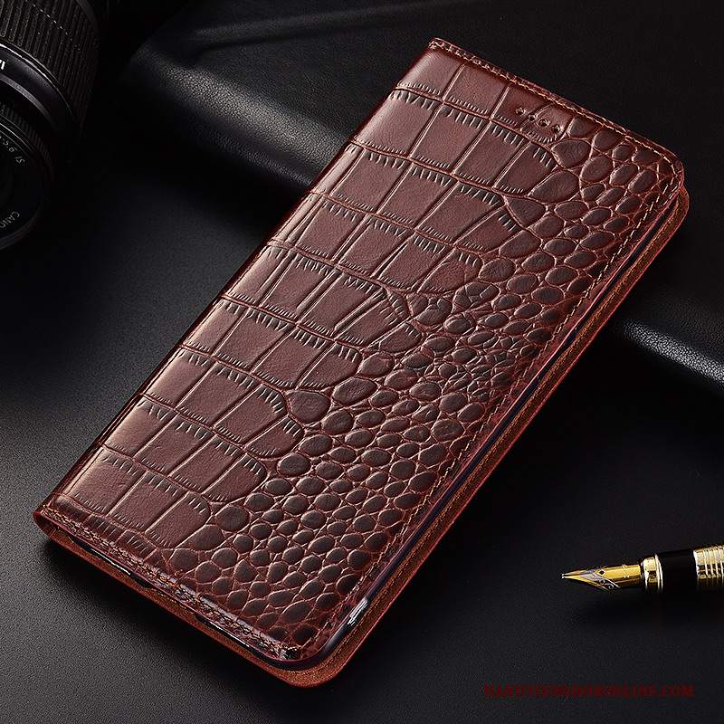 Custodia Huawei P20 Pro Pelle Telefono Rosso, Cover Huawei P20 Pro Folio Morbido Modello Coccodrillo