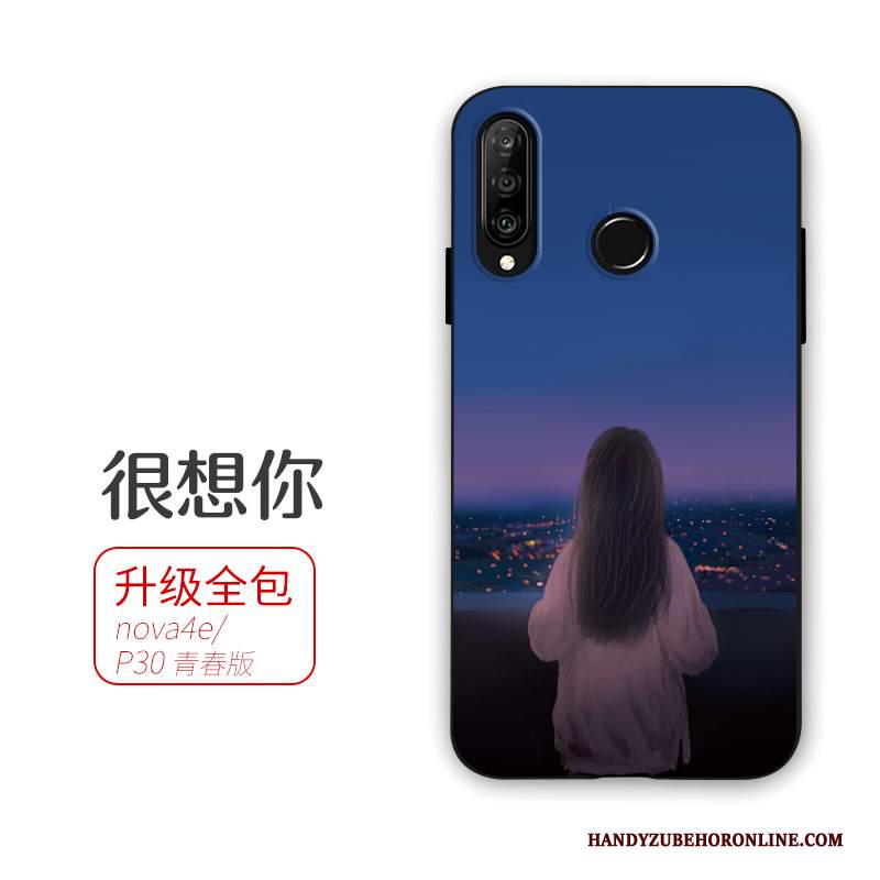Custodia Huawei P30 Lite Creativo Telefono Ornamenti Appesi, Cover Huawei P30 Lite Silicone Giallo Amanti