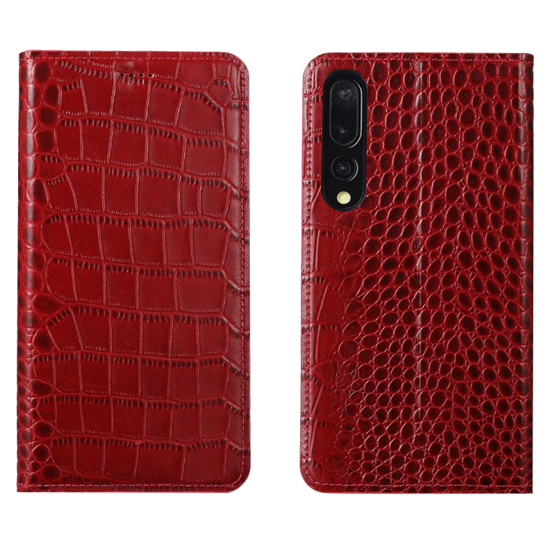Custodia Huawei P30 Pelle Rosso Modello, Cover Huawei P30 Protezione Anti-caduta Modello Coccodrillo
