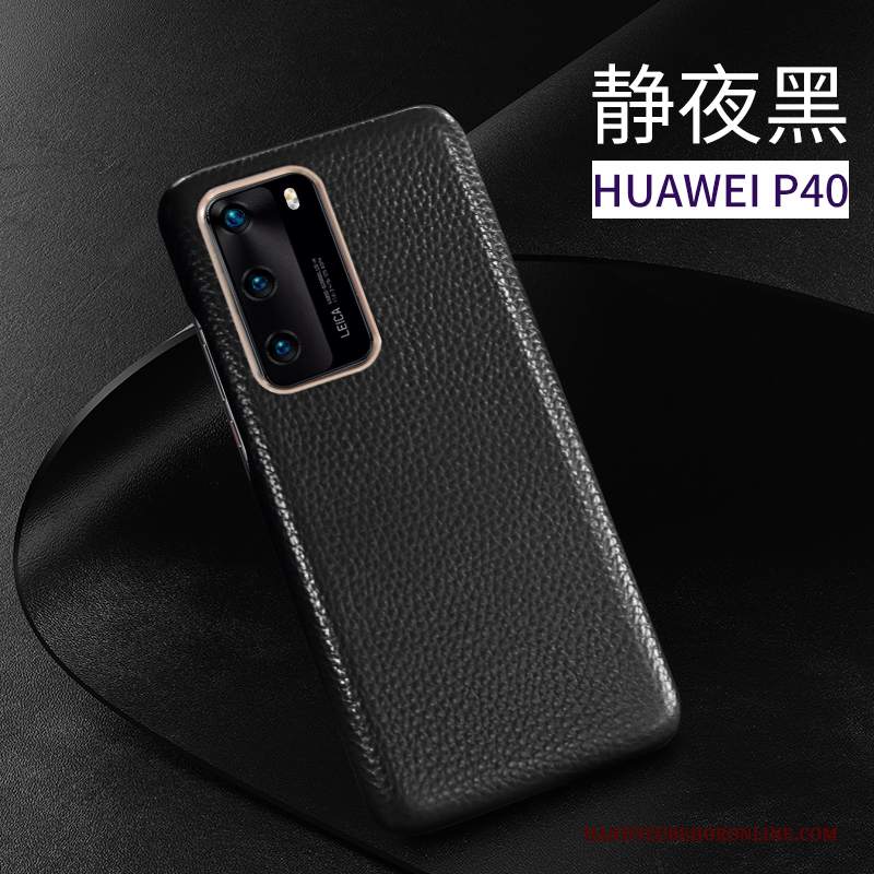 Custodia Huawei P40 Pelle Anti-caduta Mucca, Cover Huawei P40 Protezione Affari High End