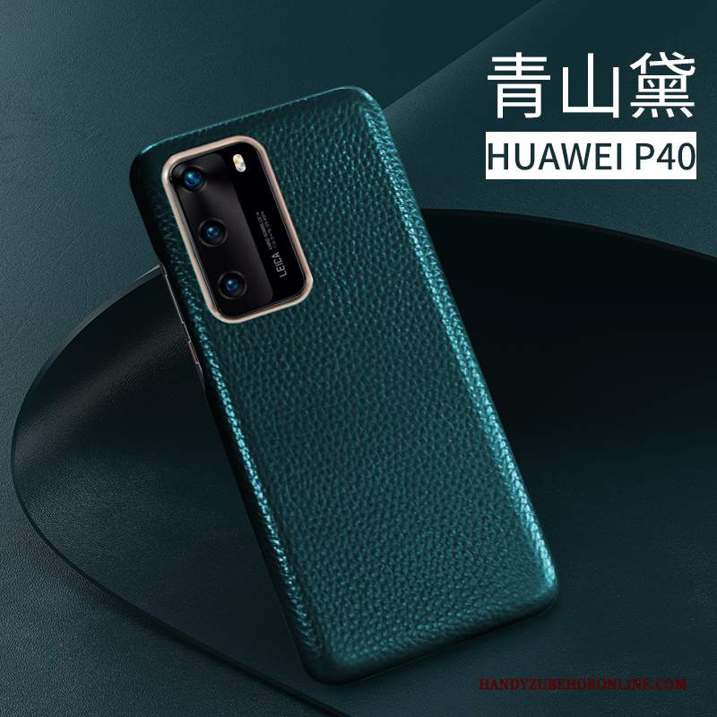 Custodia Huawei P40 Pelle Anti-caduta Mucca, Cover Huawei P40 Protezione Affari High End