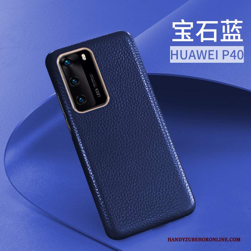 Custodia Huawei P40 Pelle Anti-caduta Mucca, Cover Huawei P40 Protezione Affari High End