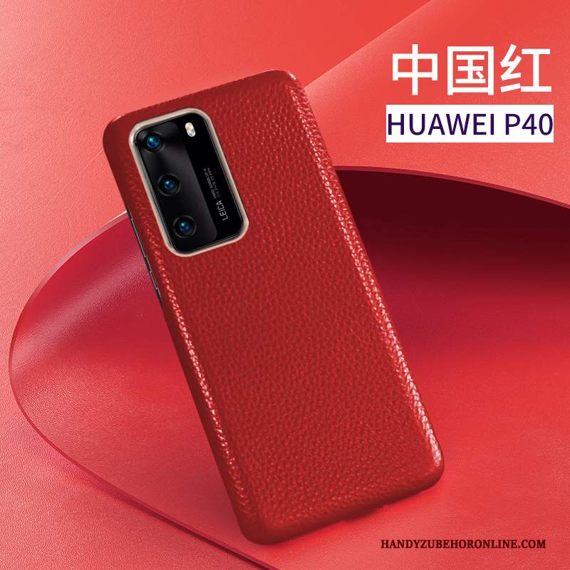 Custodia Huawei P40 Pelle Anti-caduta Mucca, Cover Huawei P40 Protezione Affari High End