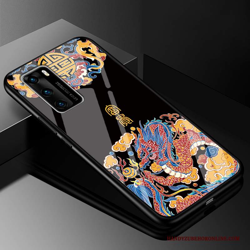 Custodia Huawei P40 Vintage Tutto Incluso Stile Cinese, Cover Huawei P40 Silicone Telefono Morbido