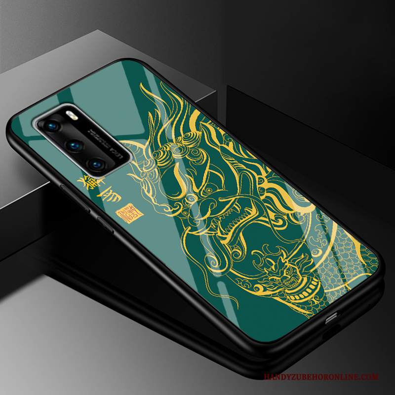 Custodia Huawei P40 Vintage Tutto Incluso Stile Cinese, Cover Huawei P40 Silicone Telefono Morbido