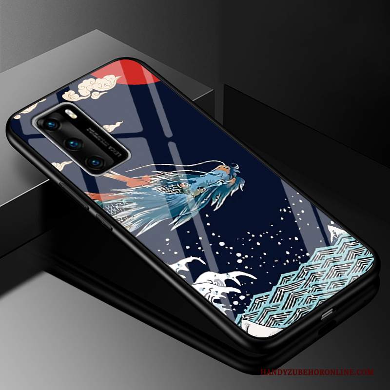 Custodia Huawei P40 Vintage Tutto Incluso Stile Cinese, Cover Huawei P40 Silicone Telefono Morbido