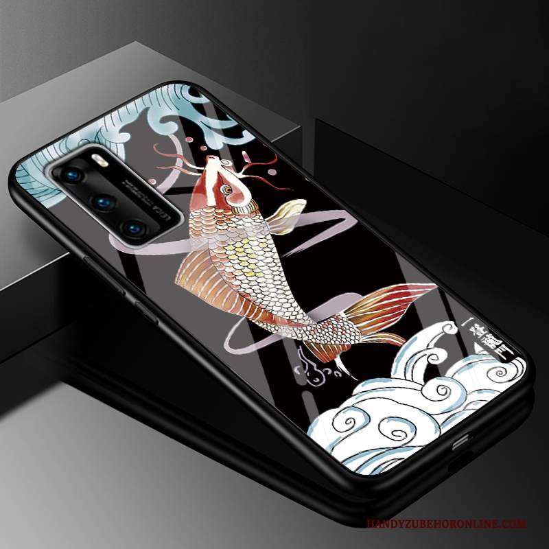 Custodia Huawei P40 Vintage Tutto Incluso Stile Cinese, Cover Huawei P40 Silicone Telefono Morbido