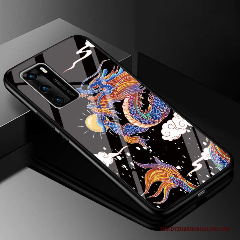 Custodia Huawei P40 Vintage Tutto Incluso Stile Cinese, Cover Huawei P40 Silicone Telefono Morbido