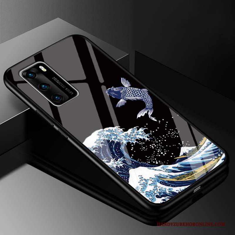 Custodia Huawei P40 Vintage Tutto Incluso Stile Cinese, Cover Huawei P40 Silicone Telefono Morbido