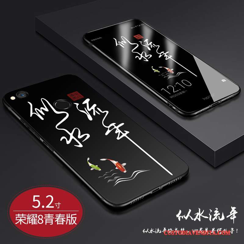 Custodia Huawei P8 Lite 2017 Creativo Morbidotelefono, Cover Huawei P8 Lite 2017 Silicone Macchiati Nero