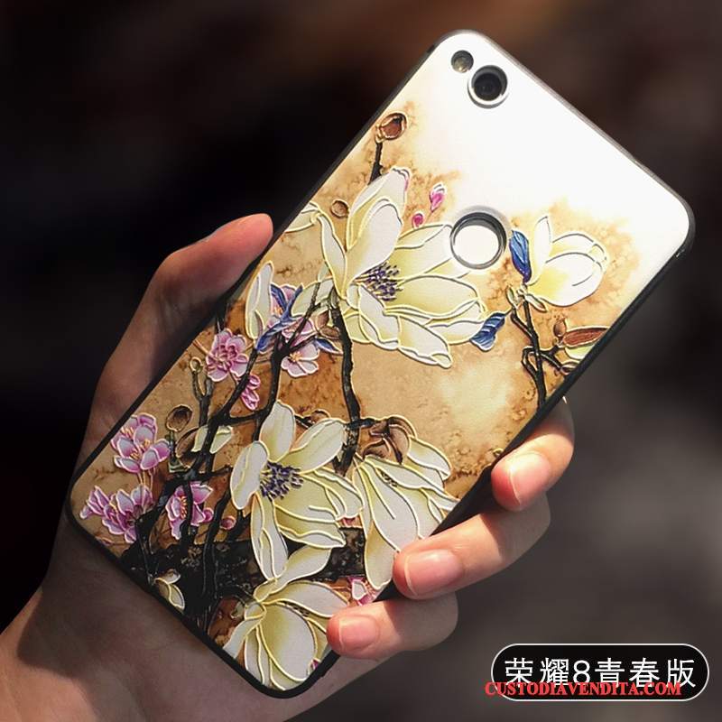 Custodia Huawei P8 Lite 2017 Goffratura Sottile Gioventù, Cover Huawei P8 Lite 2017 Protezione Macchiati Rosa