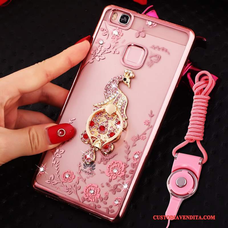 Custodia Huawei P8 Lite 2017 Strass Telefono Ornamenti Appesi, Cover Huawei P8 Lite 2017 Protezione Ring Morbido