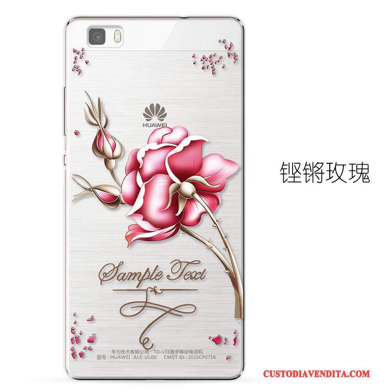 Custodia Huawei P8 Lite Goffratura Trasparente Morbido, Cover Huawei P8 Lite Protezione Blu Chiarotelefono