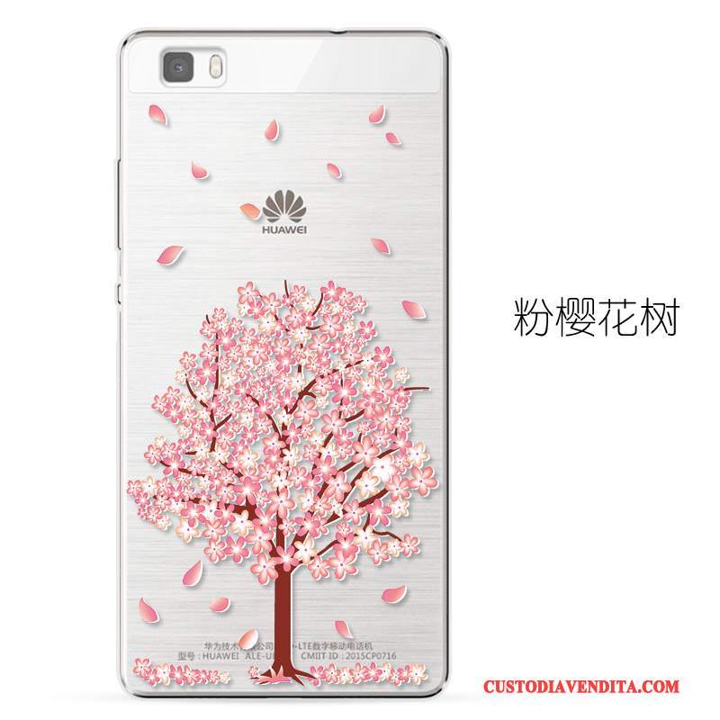 Custodia Huawei P8 Lite Goffratura Trasparente Morbido, Cover Huawei P8 Lite Protezione Blu Chiarotelefono