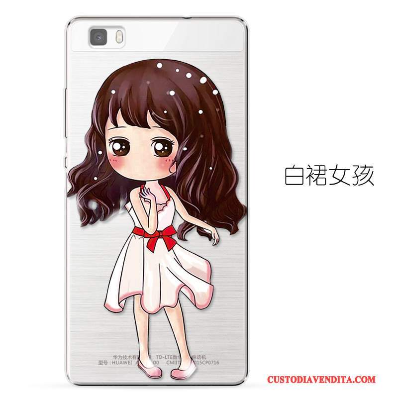 Custodia Huawei P8 Lite Goffratura Trasparente Morbido, Cover Huawei P8 Lite Protezione Blu Chiarotelefono