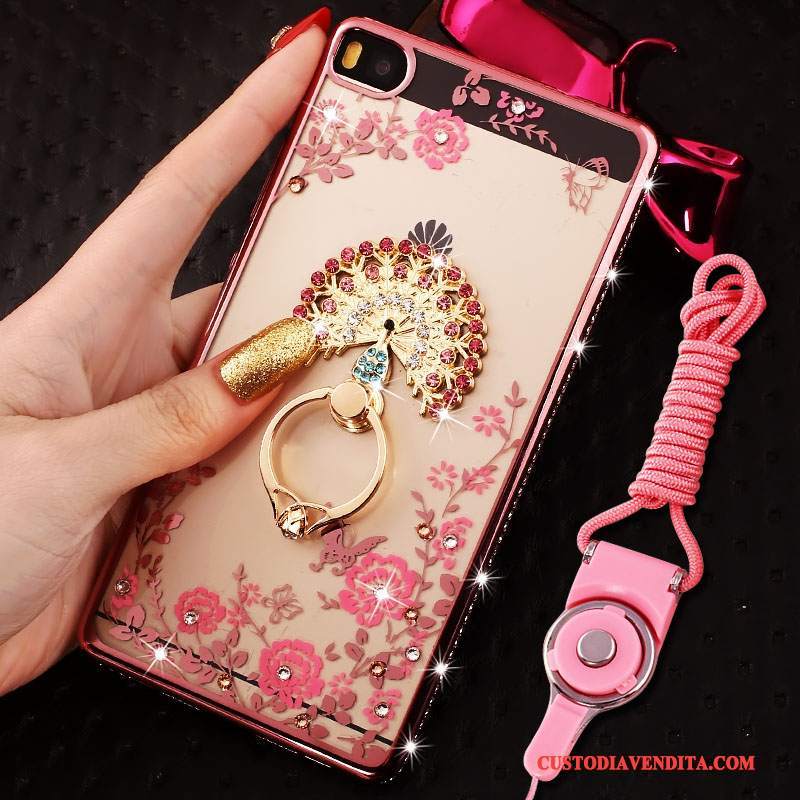 Custodia Huawei P8 Lite Strass Morbido Rosa, Cover Huawei P8 Lite Silicone Telefono Telaio