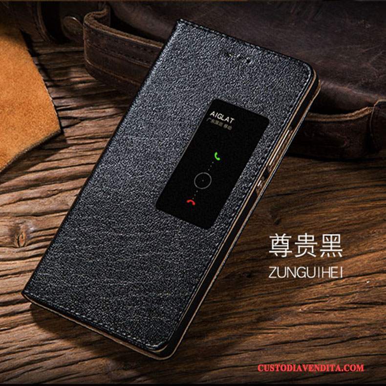 Custodia Huawei P8 Pelle Sottili Alto, Cover Huawei P8 Folio Telefono Nero