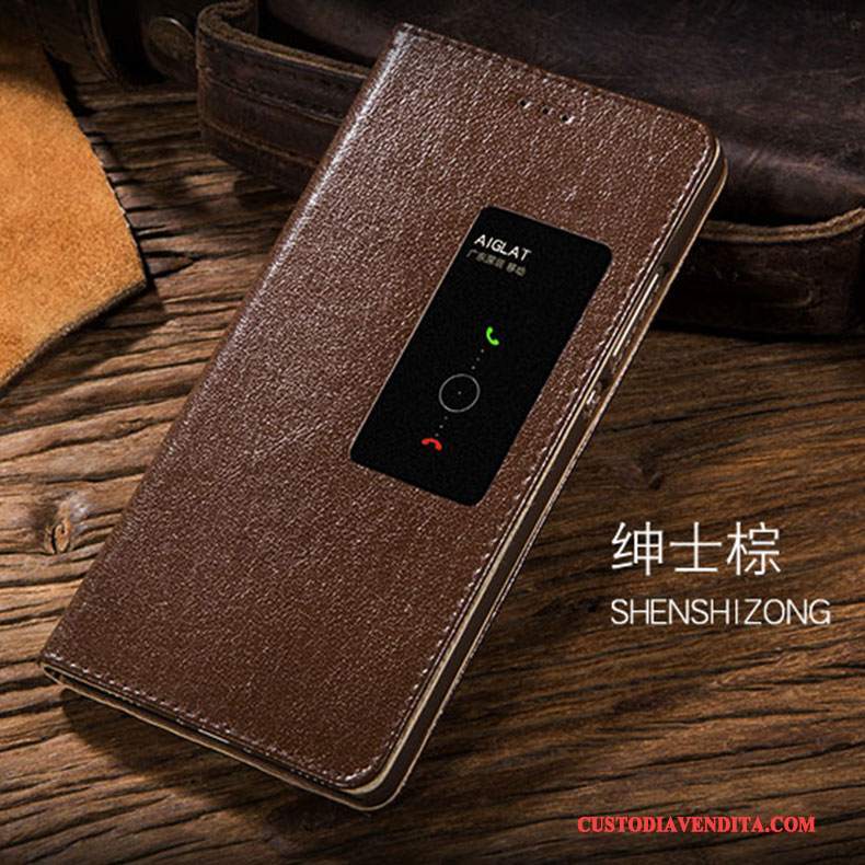 Custodia Huawei P8 Pelle Sottili Alto, Cover Huawei P8 Folio Telefono Nero