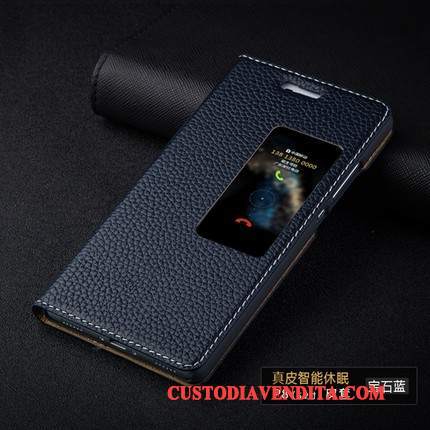 Custodia Huawei P8 Pelle Sottili Alto, Cover Huawei P8 Folio Telefono Nero
