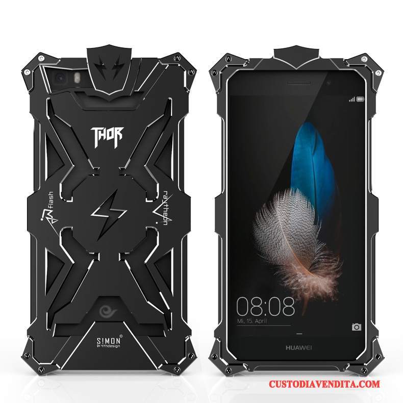 Custodia Huawei P8 Protezione Telaio Metallo, Cover Huawei P8 Tre Difese Tendenza