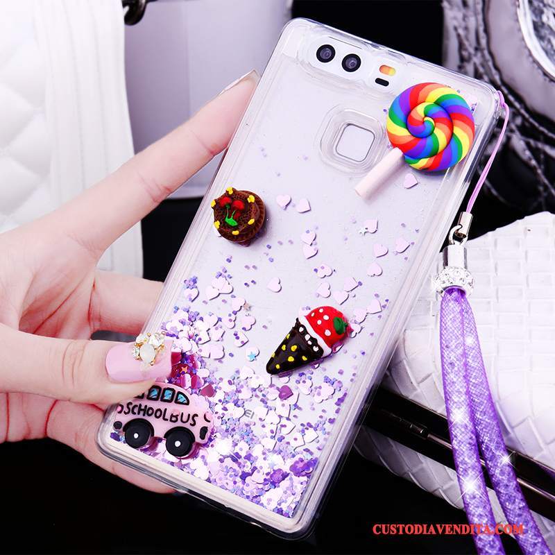 Custodia Huawei P9 Plus Cartone Animato Rosa Sabbie Mobili, Cover Huawei P9 Plus Silicone Morbido Anti-caduta
