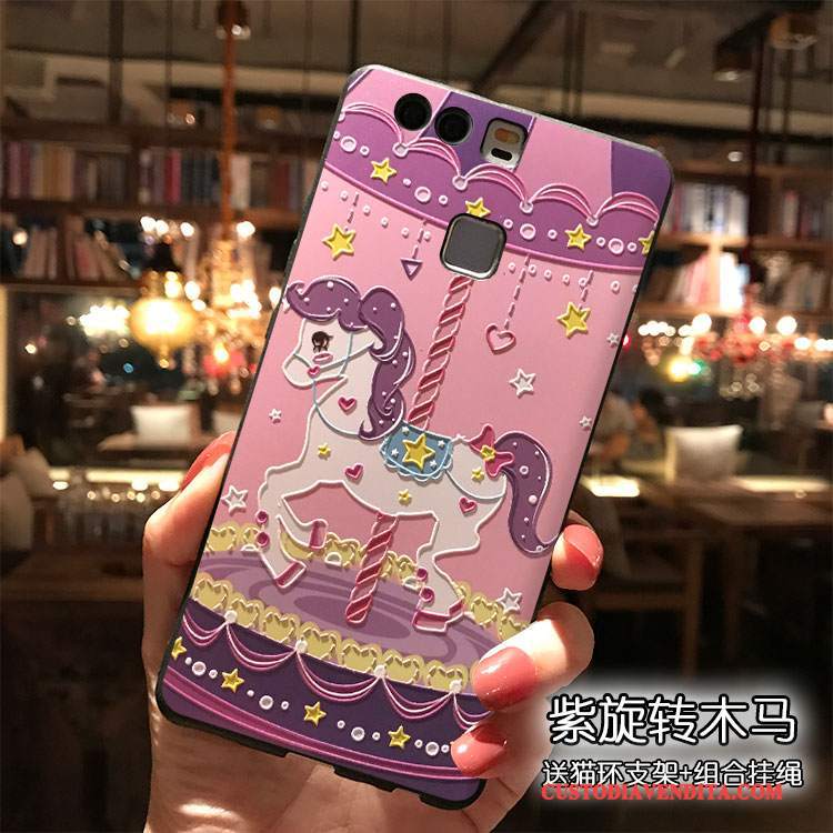 Custodia Huawei P9 Plus Cartone Animato Rosatelefono, Cover Huawei P9 Plus Silicone Di Personalità Ornamenti Appesi