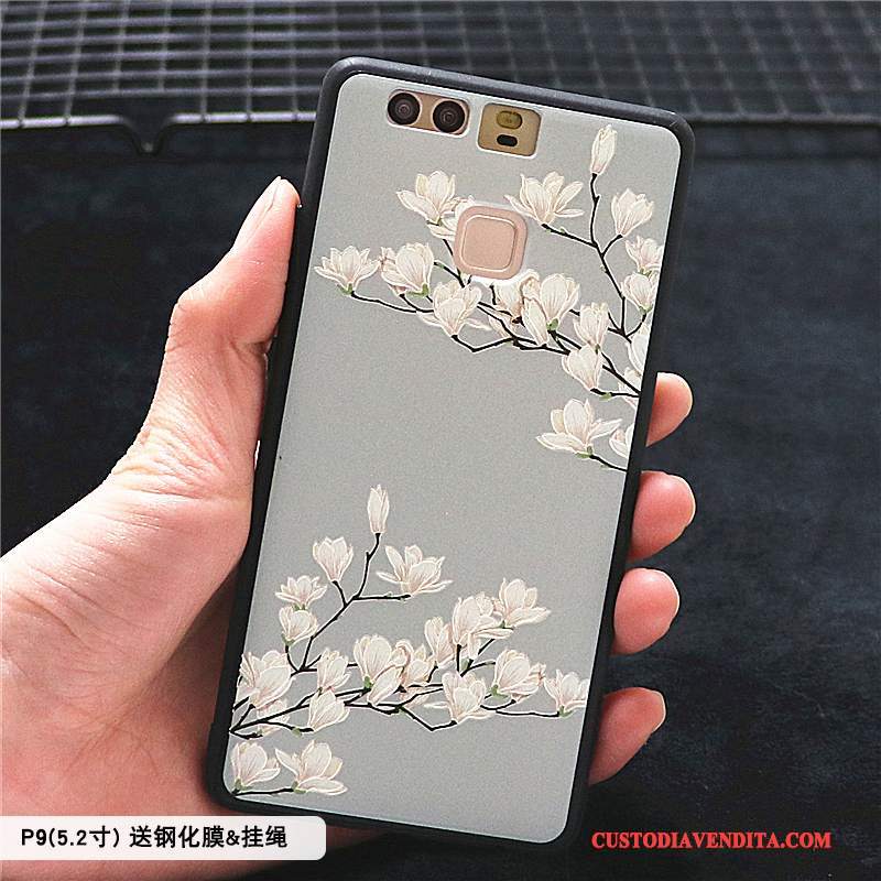 Custodia Huawei P9 Plus Goffratura Pellicola Protettiva Giallo, Cover Huawei P9 Plus Protezione Hemming Macchiati