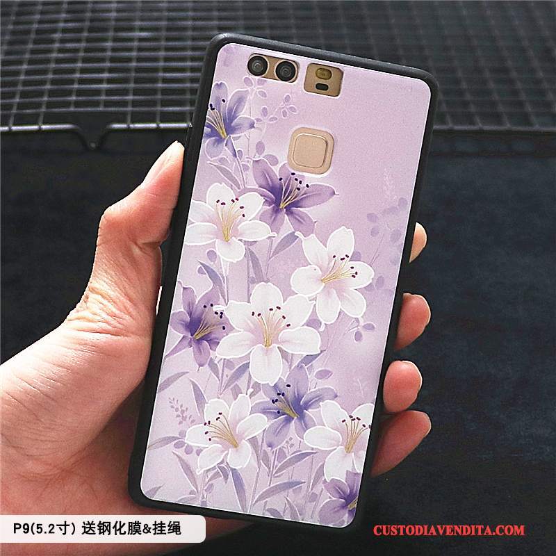 Custodia Huawei P9 Plus Goffratura Pellicola Protettiva Giallo, Cover Huawei P9 Plus Protezione Hemming Macchiati