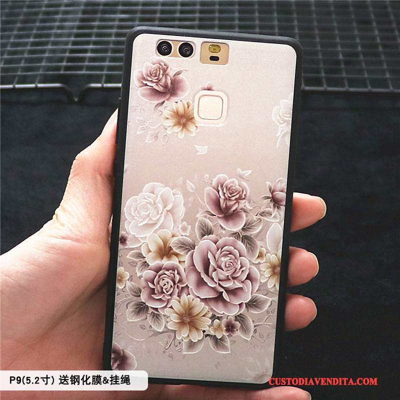 Custodia Huawei P9 Plus Goffratura Pellicola Protettiva Giallo, Cover Huawei P9 Plus Protezione Hemming Macchiati