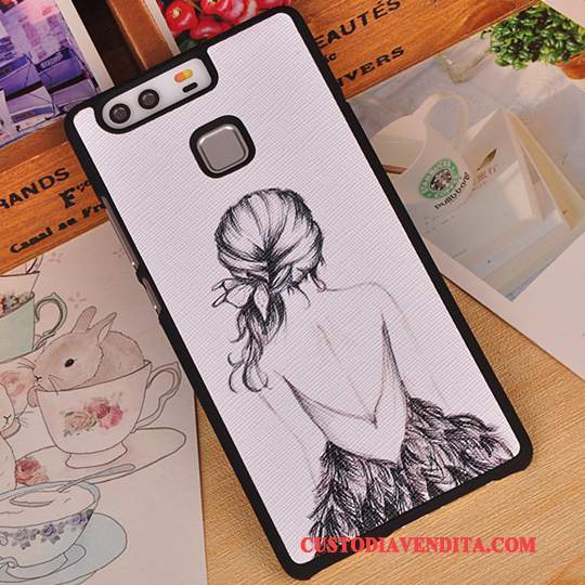 Custodia Huawei P9 Plus Protezione Anti-caduta Telaio, Cover Huawei P9 Plus Cartone Animato Rosa Difficile