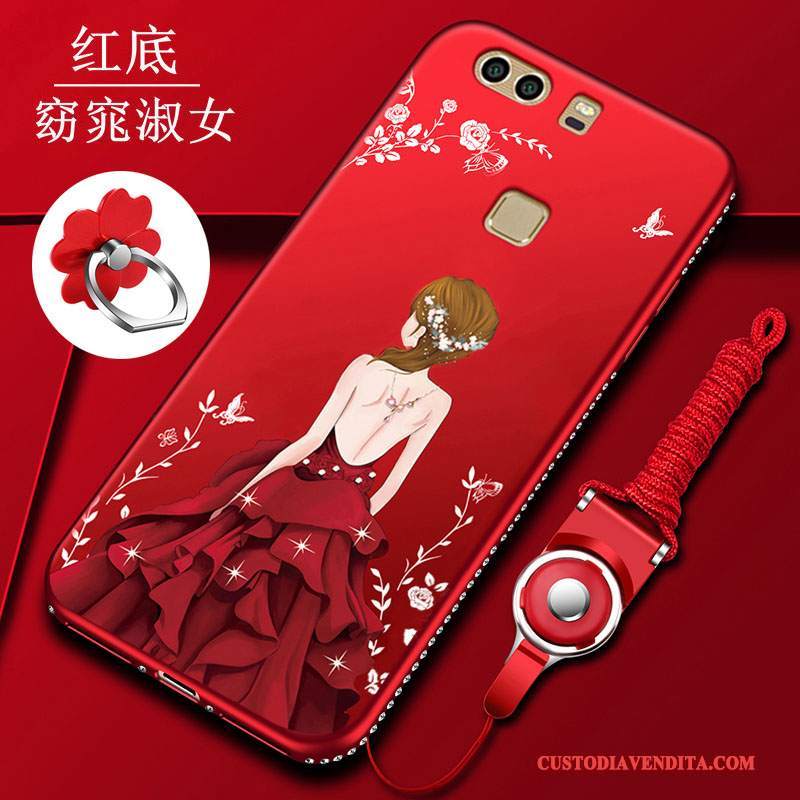 Custodia Huawei P9 Plus Silicone Morbido Anti-caduta, Cover Huawei P9 Plus Protezione Rosso Tutto Incluso