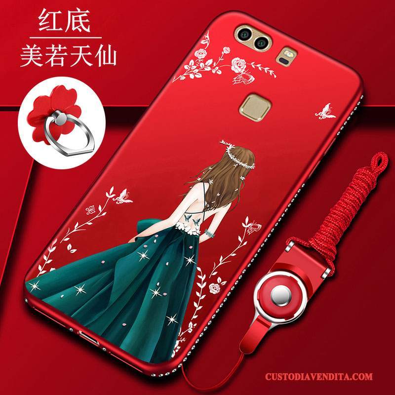 Custodia Huawei P9 Plus Silicone Morbido Anti-caduta, Cover Huawei P9 Plus Protezione Rosso Tutto Incluso