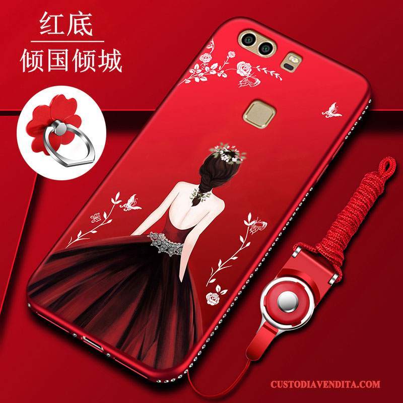 Custodia Huawei P9 Plus Silicone Morbido Anti-caduta, Cover Huawei P9 Plus Protezione Rosso Tutto Incluso