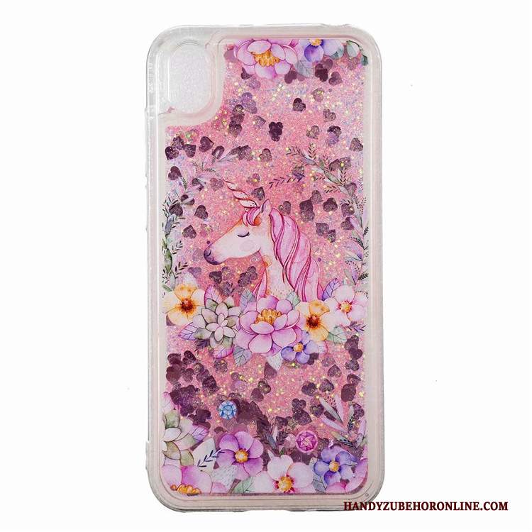 Custodia Huawei Y5 2019 Cartone Animato Sabbie Mobili Anti-caduta, Cover Huawei Y5 2019 Porpora Morbido